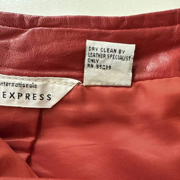 Vintage Limited Express Red Leather Pencil Skirt Retro Glam Mob Wife Women’s 9 - Picture 7 of 11